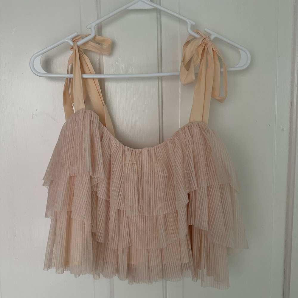 Elegant Light Pink Layered Boutique Ruffle Top